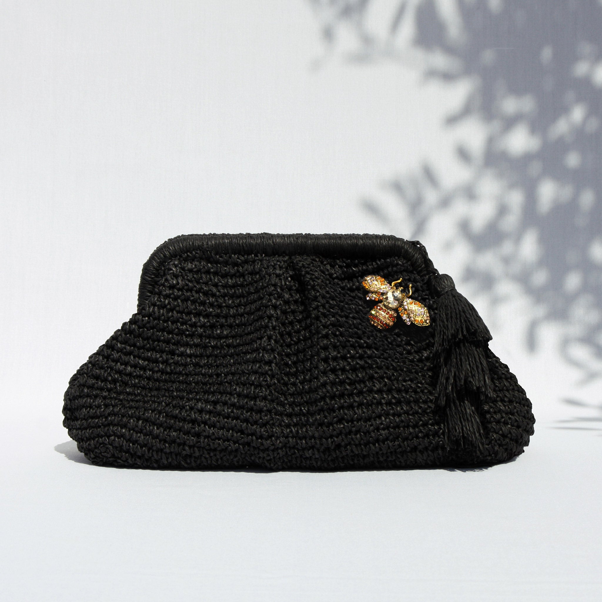 AMARA BEE CLUTCH BAG- BLACK