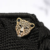 AMARA LEOPARD CLUTCH BAG- BLACK