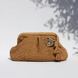 AMARA LEOPARD CLUTCH BAG - SAND