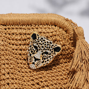 AMARA LEOPARD CLUTCH BAG - SAND