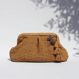 AMARA PALM CLUTCH BAG- SAND