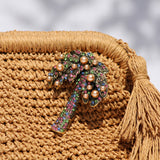 AMARA PALM CLUTCH BAG- SAND