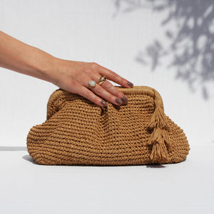 AMARA BEE CLUTCH BAG- SAND