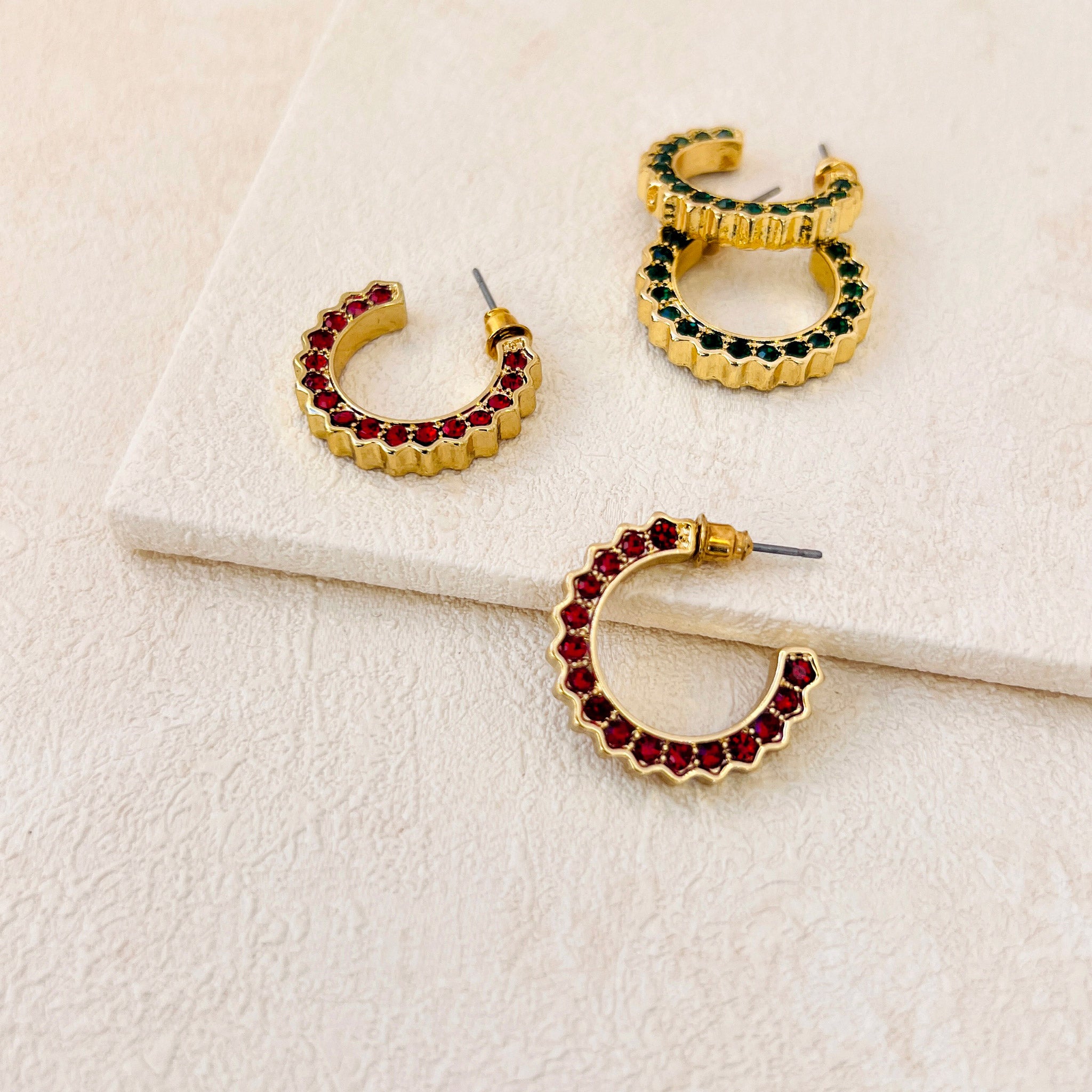 ESME JEWEL HOOP EARRINGS - RUBY