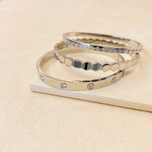 HEXAGON BANGLE- SILVER