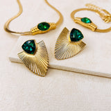 DECO NECKLACE & BRACELET SET - EMERALD