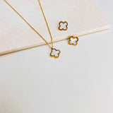 CLOVER NECKLACE & EARRING SET- GOLD