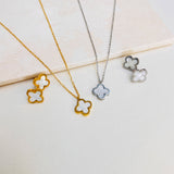 CLOVER NECKLACE & EARRING SET- GOLD