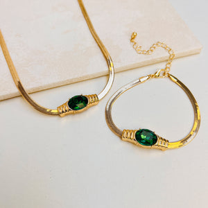 DECO NECKLACE & BRACELET SET - EMERALD