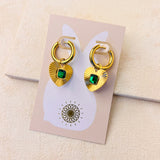 EMERALD HEART EARRINGS - GOLD