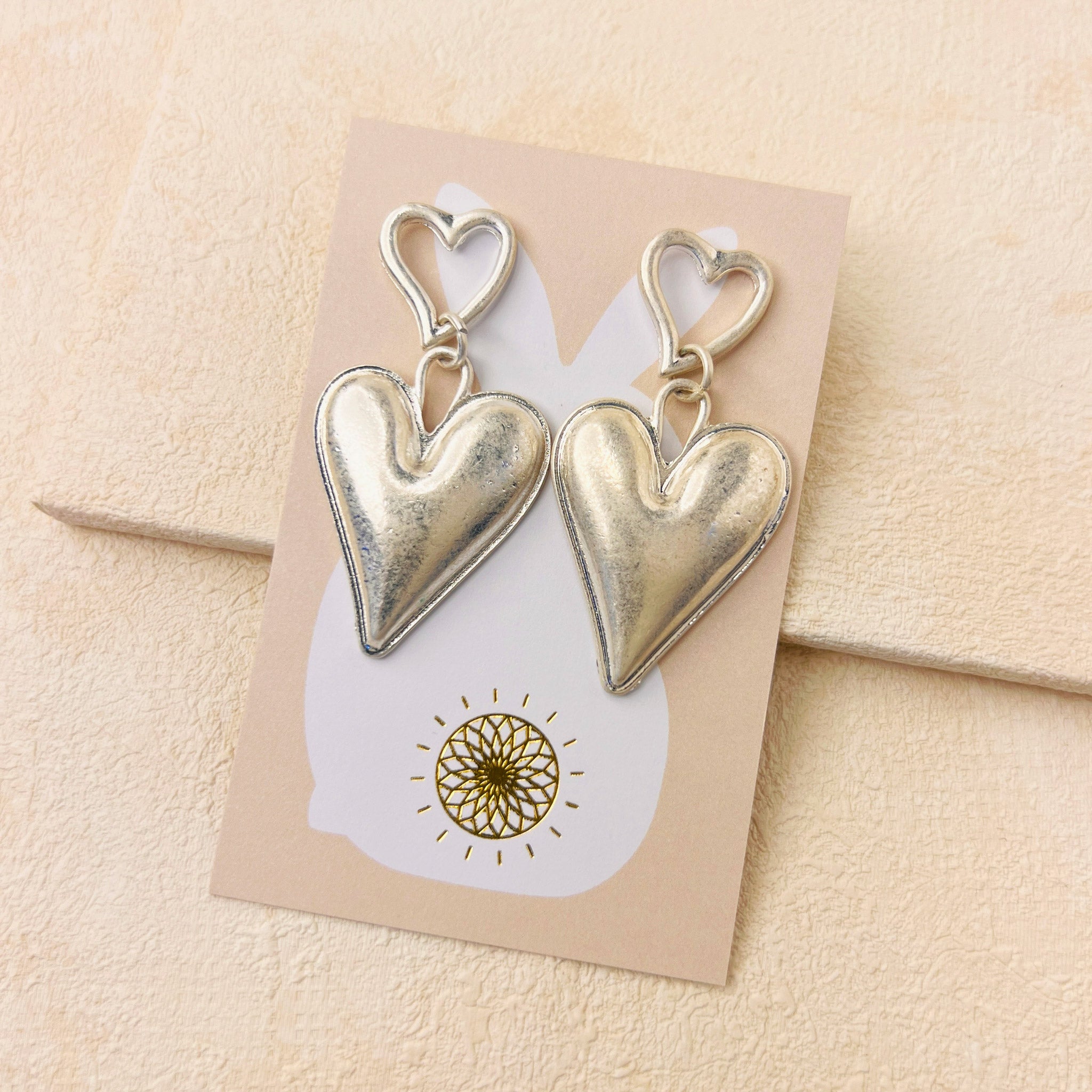 DOUBLE HEART EARRINGS - SILVER