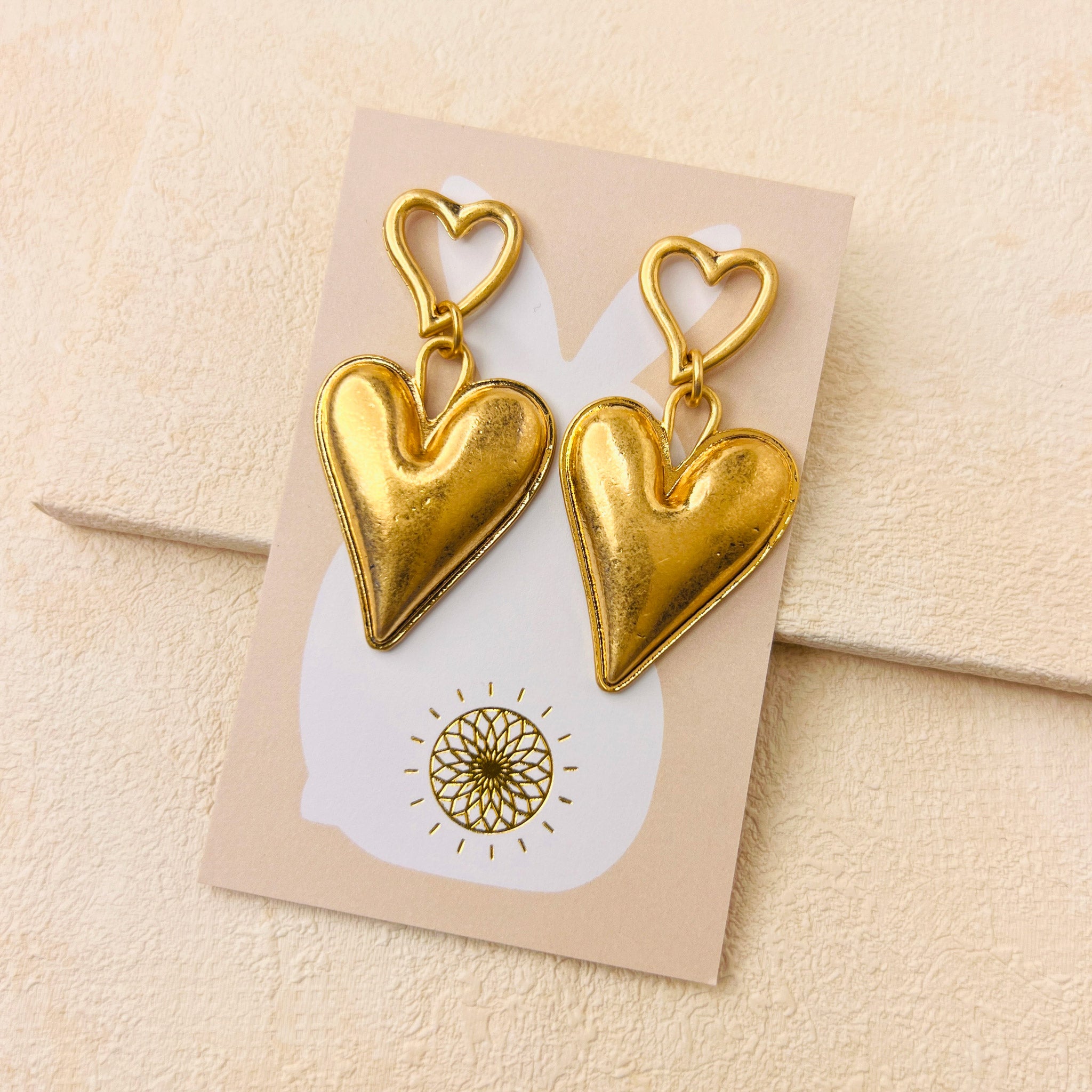 DOUBLE HEART EARRINGS - GOLD