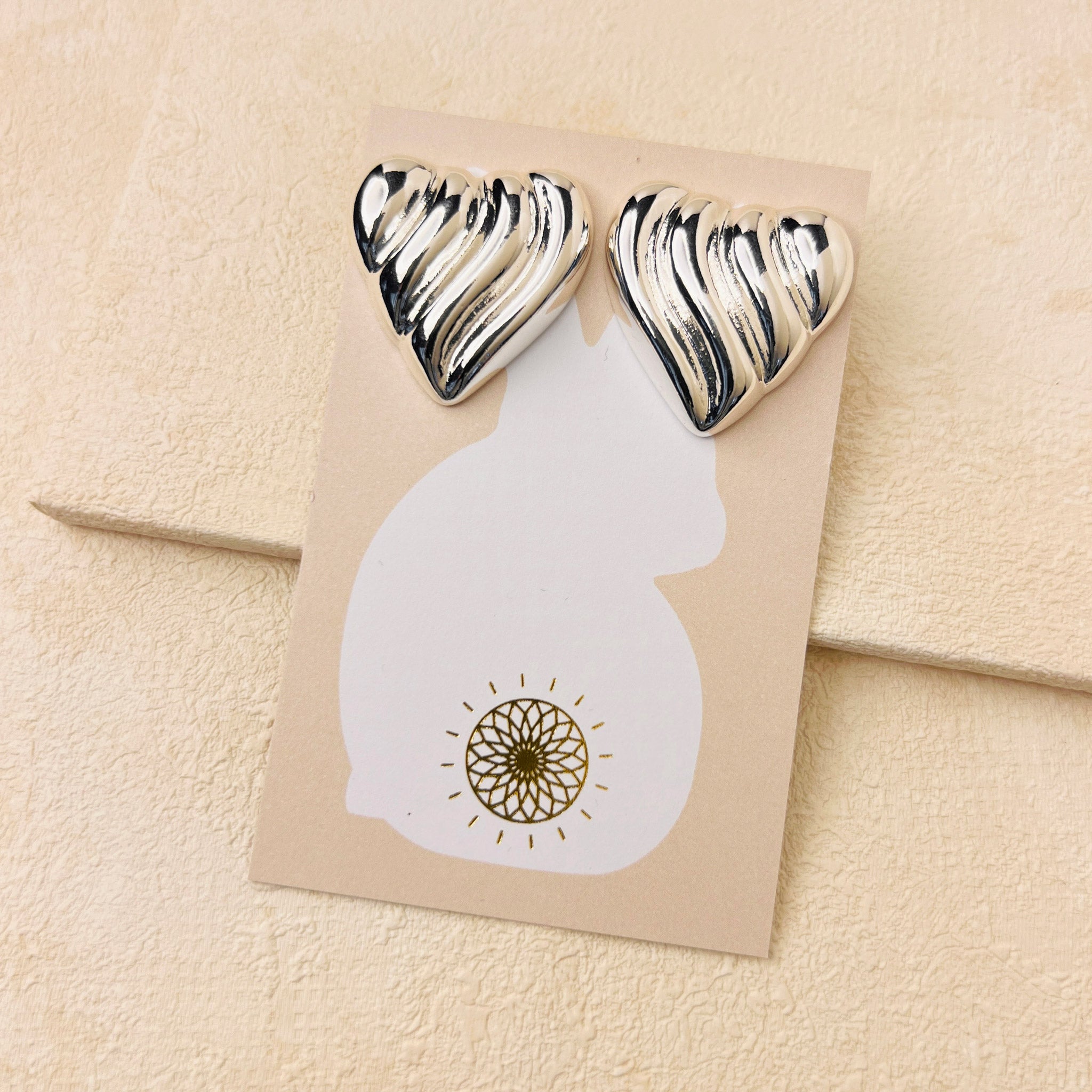 RIPPLE HEART EARRINGS - SILVER