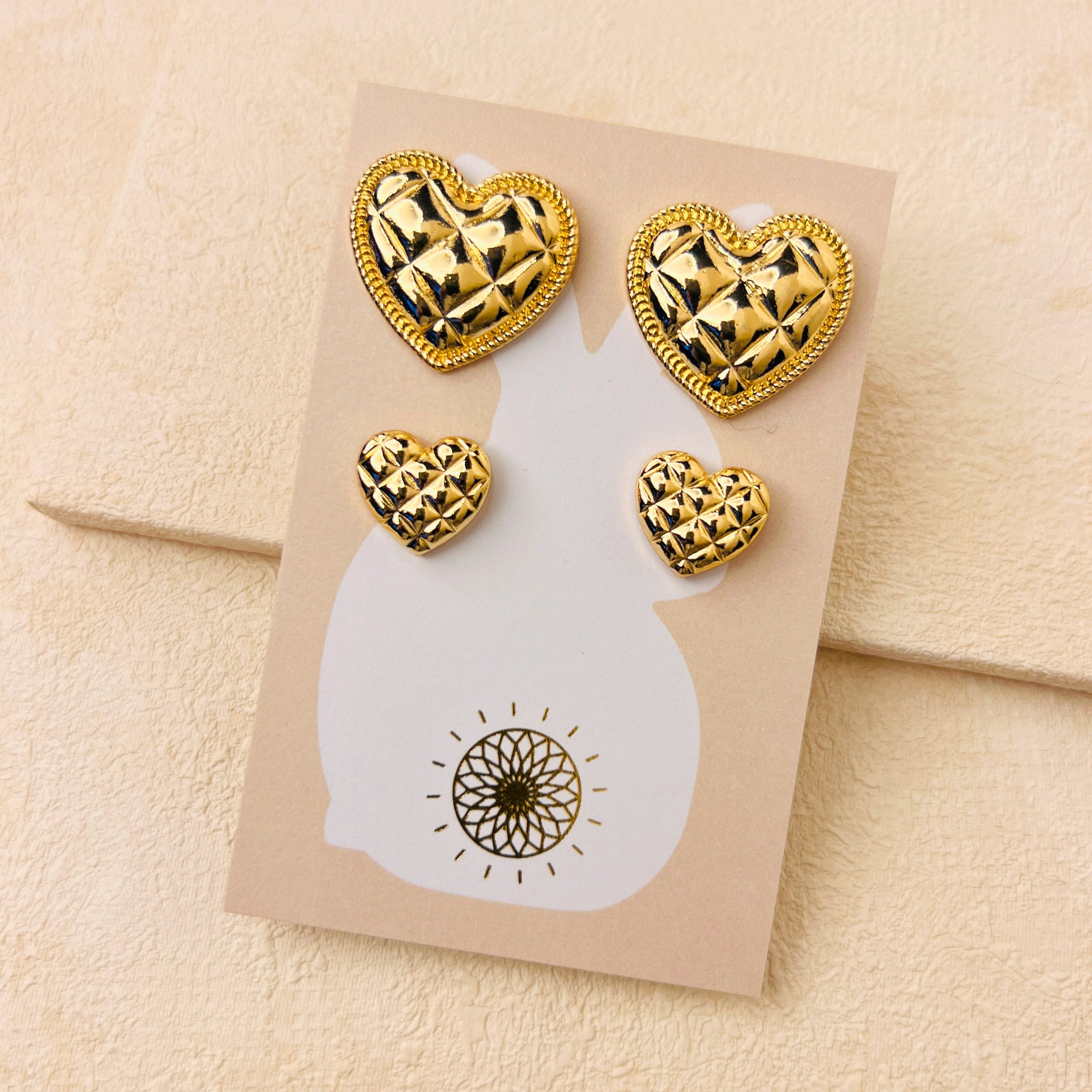 HETTIE HEART EARRING SET - GOLD