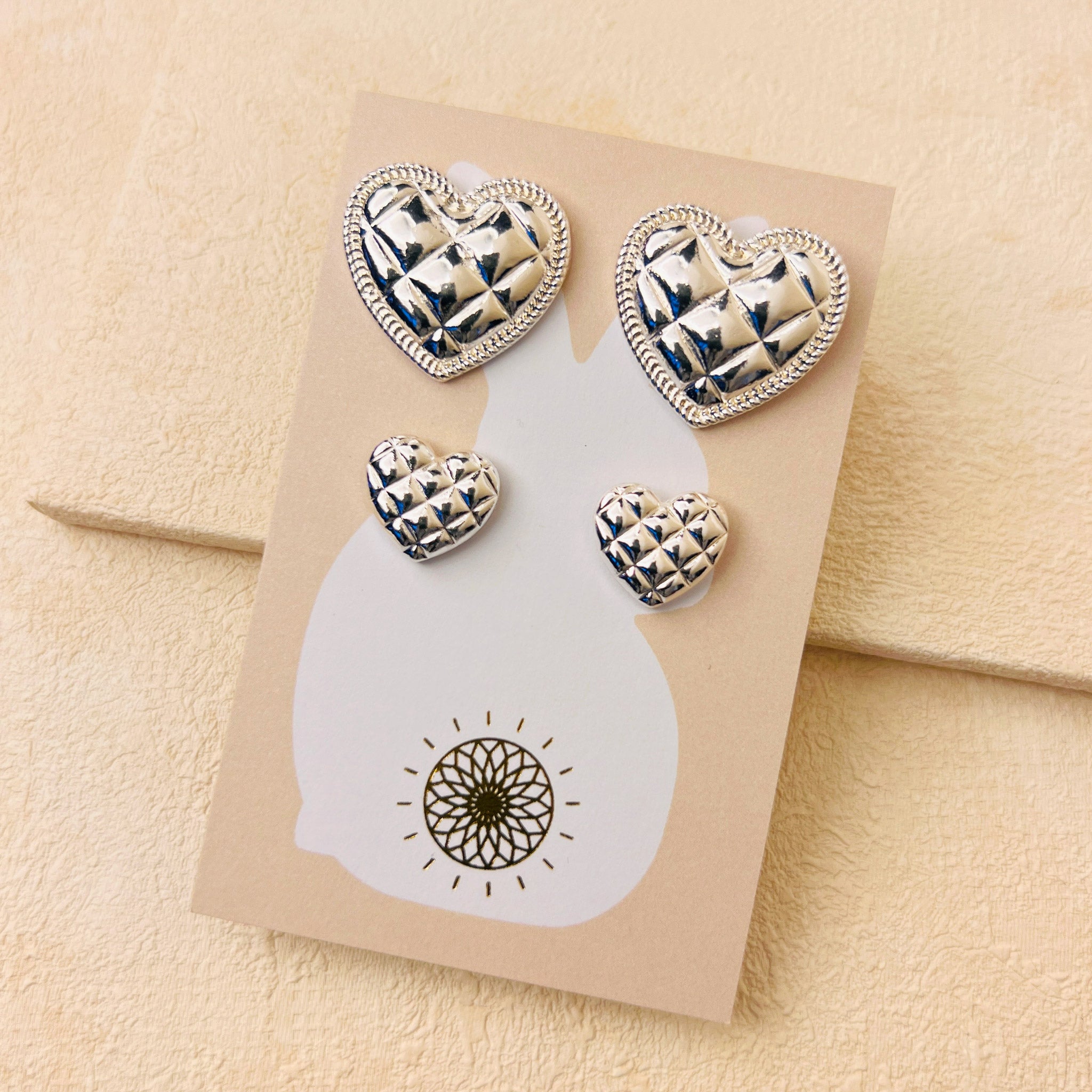 HETTIE HEART EARRING SET - SILVER