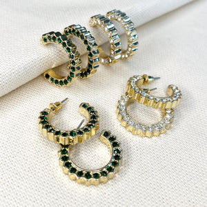 ESME JEWEL HOOP EARRINGS - EMERALD