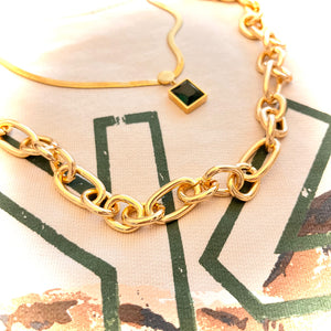 SASKIA CURB LINK NECKLACE - GOLD