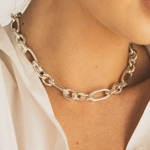 SASKIA CURB LINK NECKLACE - SILVER